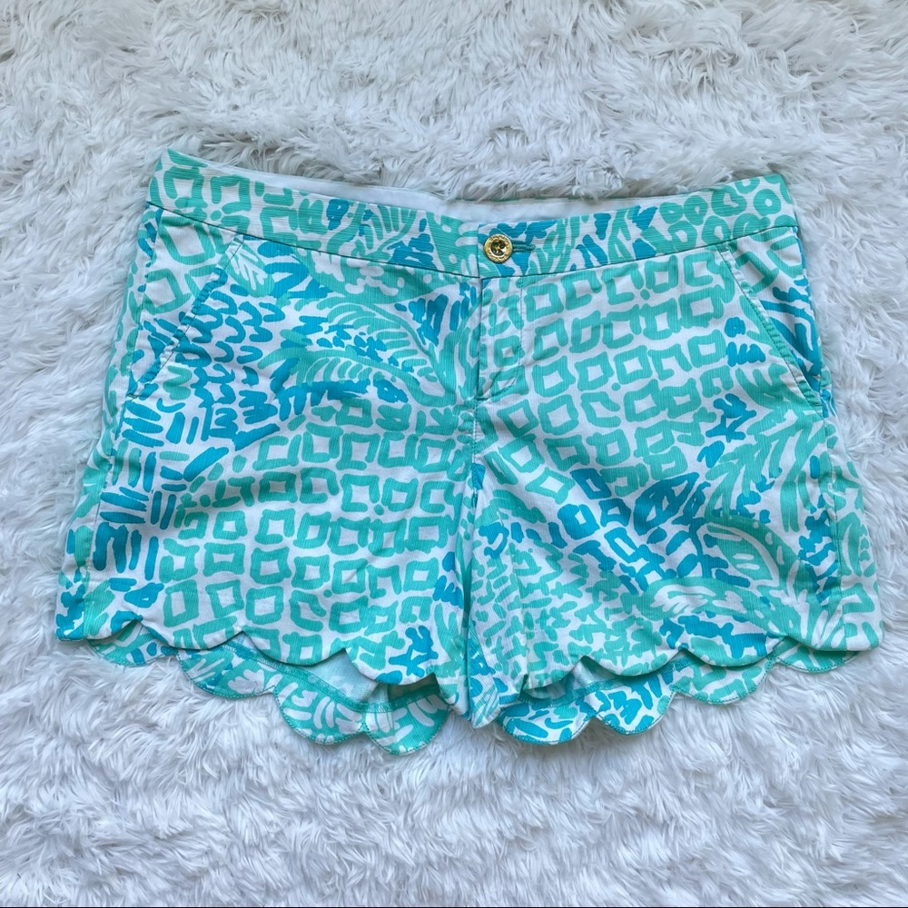 Lilly Pulitzer Buttercup Shorts Aqua Blue 10 scall